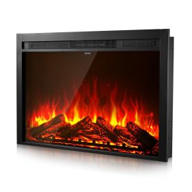 Electric Fireplace Insert, 40 inch Recessed and Wall Mounted with Adjustable Flame Color Brightness & 8h Timer & Remote Control