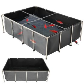 Canvas Fish Pond, 470 Gal Above Ground Fish Pond, PVC Koi Tank with Clear Viewing Panel