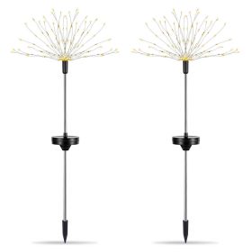 2Pcs Solar Powered Starburst Lights 240 LEDs Firework Lamp Garden Path Decor Lights (Option: Solarek2PcsFireworkLightWarm)