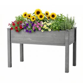 48x24x30in Elevated Raised Garden Bed with Legs, Wooden Planter Box for Outdoor Vegetable Herb Flower Fruit Growing (Option: PlanterGrey482430inOLFC0002)