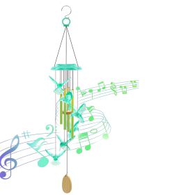 Solar Hummingbird Wind Chime with Aluminum Tubes 7 Color Changing Wind Chime for Outside IP44 Waterproof Outdoor Garden Yard Decor (Option: HummingbirdChimeGreen)