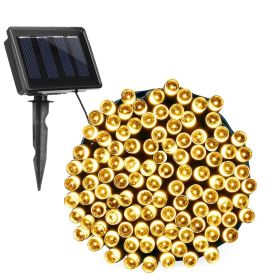 12M 100 LEDs Solar String Fairy Lights Outdoor String Lamps Garden Xmas Decor Lamp (Option: LED100LEDSolarRopeWarmWH)