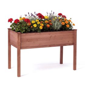 48x24x30in Elevated Raised Garden Bed with Legs, Wooden Planter Box for Outdoor Vegetable Herb Flower Fruit Growing (Option: PlanterBrown482430inOLFC0002)